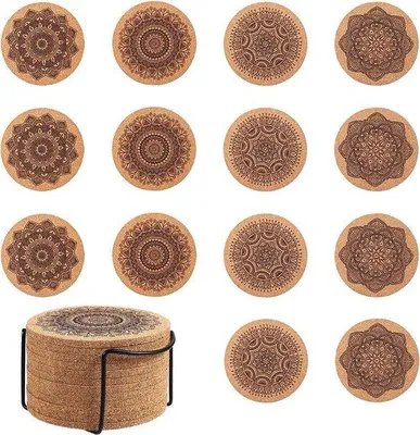 Immagine prodotto di Sottobicchieri in legno - Riutilizzabili ed ecologici - 14 pezzi - Legno naturale