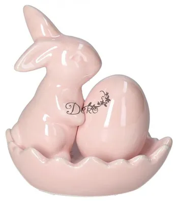 Produktbild von Osterhasenfigur aus Keramik für Dekoration, 8,5 cm hoch, 8,5 cm breit, 6 cm dick