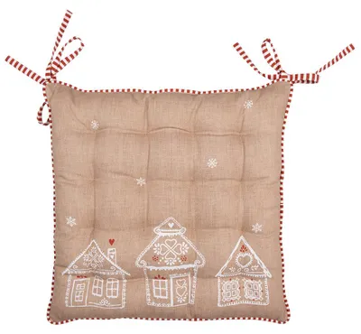 Produktbild von Clayre & Eef Stuhlkissen Schaumstoff 40x40x4 cm Braun Baumwolle Lebkuchenhaus