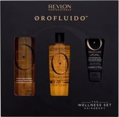 Produktbild von Revlon Professional Orofluido The Wellness Set Hair and Body Argan Oil Hair Treatment Moisturizing Body Lotion Wellbeing Gift Set Nourishing Hair Treatment Argan Oil Gift Set