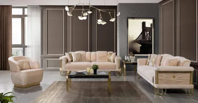 Produktbild von Moderne Beige Sofagarnitur 3+3+1 Sitzer Designer Polstersessel Möbel