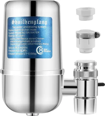 Obrázek produktu pro Filtr na vodu z kohoutku s osmivrstvou patronou Filtrační systém na vodu z kohoutku Vodní filtr se dvěma výstupy pro tvrdou vodu snižuje obsah fluoridu a chlóru v olovu pro domácí kuchyni