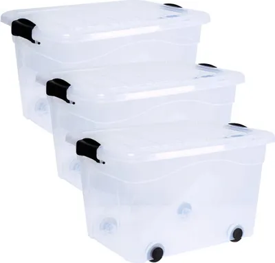 Produktbild von Aufbewahrungsbox Anzio 60 l 3er-Set mit Rollen