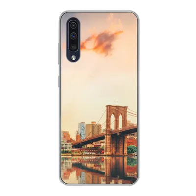 Produktbild von MuchoWow® Handyhülle Schutzhülle Hülle für Samsung Galaxy A30s New York - Brooklyn - Brücke - Sonnenuntergang Silikon Softcase Handy Hülle - Karteninhaber