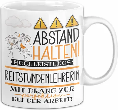 Produktbild von Reitstundenlehrerin Tasse Geschenk Lustig Abstand Halten Hochleistungs-Reitstundenlehrerin Mit Drang Zur Perfektion Bei Der Arbeit (Weiß)