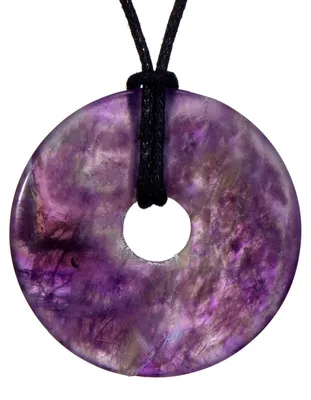 Produktbild von Morella Damen Halskette 80 cm Donut Edelstein Anhänger Amethyst im Samtbeutel