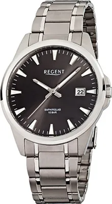 Produktbild von Regent Titan Herren Uhr F-924 Quarzuhr Armband silber D2URF924