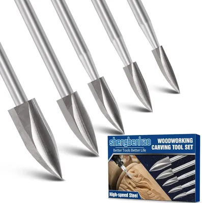 Productafbeelding van Houtbewerkingsgereedschap 5 snijkoppen, 1/8" schacht, voor DIY houtbewerking