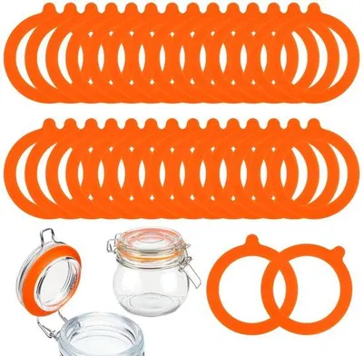 Produktbild von Unyqoos® Silikon-Dichtungsringe für Weckgläser & luftdichte Einmachgläser, lebensmittelecht, auslaufsicher, Ø außen 9,5 cm / innen 7 cm