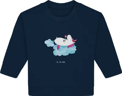 Produktbild von Mr. & Mrs. Panda Organic Baby Pullover Einhorn Verliebt 6. - 12. Monat - French Navy - Geschenk, Einhörner, Unicorn, Wolke, Bullover, Freundin, Liebe