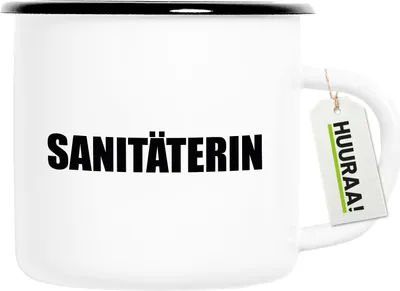 Produktbild von Huuraa Emaille Tasse Sanitäterin Schriftzug 300ml Vintage Campingbecher Geschenkidee