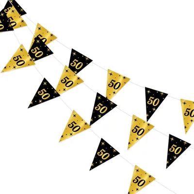 Imagen del producto de Guirnalda decorativa de 50 piezas, color dorado y , de 5 metros de largo, ideal para celebraciones de aniversario