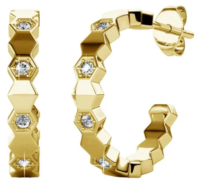 Image de Boucles d'oreilles en or et cristal, de forme incurvée