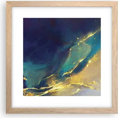 Produktbild von Gerahmtes Poster - Rahmen in heller Eiche - Gold Granate Abstraktion - 30x30 cm - Wand Bild - Wanddeko - Wandbilder - Kunstposter - Wandposter - Bilderrahmen - Bilder - Kunstdruck - P2NAC30x30-4753