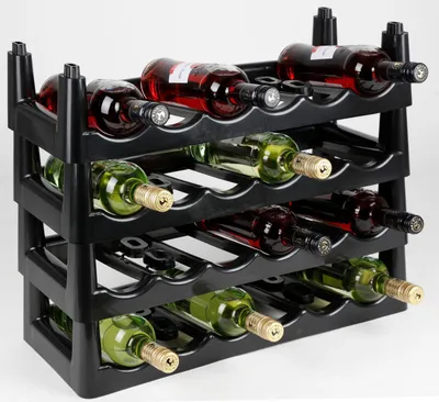 Image de Casier à bouteilles noir Casier à vin empilable Casier à bouteilles de stockage Étagère