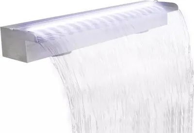 Zdjęcie produktu dla Vidaxl Pool Wasserfall mit LEDs rechteckig 90 cm Edelstahl