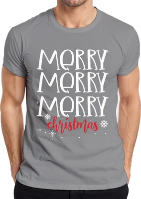 Produktbild von Merry Merry Merry Christmas - Weihnachten Weihnachtsgeschenk Christmas Herren T-Shirt, Grau, XXL