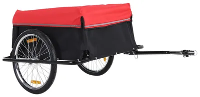 Produktbild von Lastenanhänger mit Kupplung, Fahrradanhänger klappbar, 600D Oxford Stahlrahmen, Rot-Schwarz  |  20-Zoll-Räder  |  bis 40 kg  |  140 x 88 x 60 cm