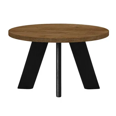 Zdjęcie produktu dla Stolik kawowy LEX o średnicy 60 cm, minimalistyczny i ponadczasowy - dąb Lefkas / czarny