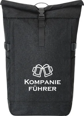 Produktbild von Huuraa Kurierrucksack Kompanieführer Schützenfest 30-44 Liter Black Melange Fairtrade Rolltop Rucksack Geschenkidee