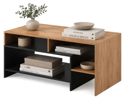 Produktbild von Karaseso - Couchtisch, 120x60x53h cm Braun Eiche, 3 Fächer