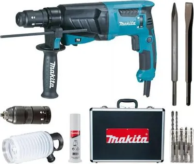 Image de Perforateur burineur SDS Plus - 800W 26mm - MAKITA - avec coffret aluminium + Kit d'accessoires - HR2631FTX4