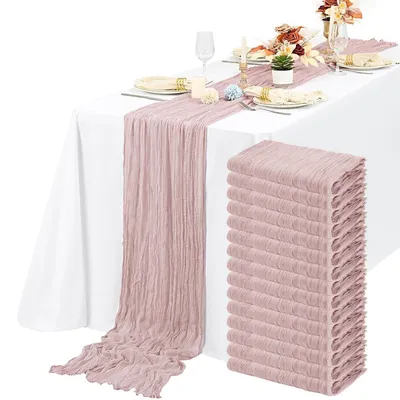 Immagine prodotto di Tovaglioli di garza per decorazione della tavola, 15 pezzi, color rosa polvere, dimensioni 300x55 cm