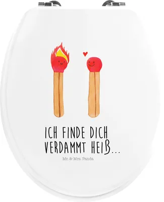 Produktbild von Mr. & Mrs. Panda Klodeckel Streichhölzer - Weiß - Geschenk, Liebesgeschenk, Hocheitstag, Toilettendeckel, Liebesbeweis, WC Sitz, WC-Sitz, Klo-Deckel, Brille, Klobrille