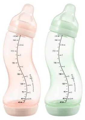 Produktbild von Difrax S-Flasche Natur – 250 ml – 2er-Pack – Blossom/Pistachio