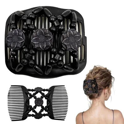 Image de Peigne à cheveux avec perles élastiques et barrette extensible, 1 pièce. Peigne magique à double barrette pour filles, magnifique accessoire pour cheveux, élégante barrette pour femmes, peigne de coiffure.