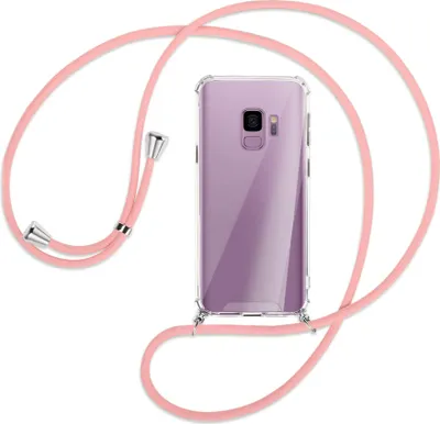 Produktbild von Handykette Backcover-Schutzhülle mit Band (Metall silberfarben) für Samsung Galaxy S9 - rosa