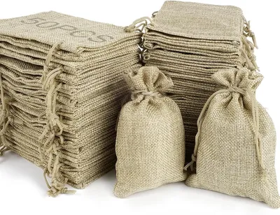 Produktbild von 50 x Jutesäckchen, Natürliche Jute Beutel für Adventskalender, Stoffbeutel Natur Säckchen Geschenksäckchen - 9 x 12cm
