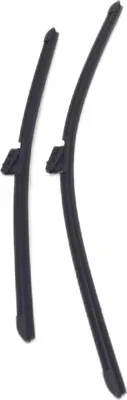 Two black windshield wipers are shown against a white background.