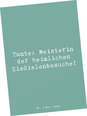 Produktbild von Mr. & Mrs. Panda Postkarte Spruch Tante Eisdielenmeisterin - Meeresbrise - Geschenk, Geburtstage, Verwandtschaft, einzelkarte, Humor, Ansichtskarte, Familie, Grußkarte
