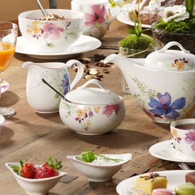 Obrázok produktu pre Villeroy & Boch Mariefleur Gris Basic, Viacfarebný, Porcelán, Kolo, Porcelán, Biela, Odnímateľné veko