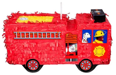 Image de Pinata camion de pompier | rouge - 43 x 24 x 18 cm