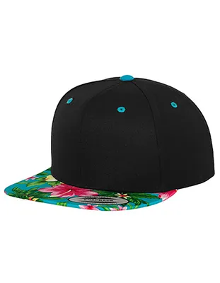 Produktbild von FLEXFIT 6089HW | Hawaiian Snapback Cap / Kappe / Mütze / Hut - Farbe: Black/Aqua (Hawaiian) - Größe: One Size