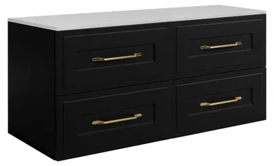 Immagine prodotto di Set di mobili da bagno, nero/bianco, 160 (2 x 80) x 46 x 58 cm, 3 colori di maniglie tra cui scegliere
