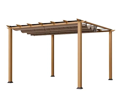 Produktbild von Paragon Outdoor Aluminium Pergola Florida 1111 Holzoptik hellbraun 350x350x235 cm