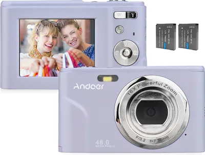 Produktbild von Andoer Tragbare Digitalkamera 48 MP 1080P 2,4-Zoll-IPS-Bildschirm 16-facher Zoom Autofokus Selbstausloeser 128 GB Erweiterter Speicher Gesichtserkennung Anti-Shaking mit 2 Batterien Handschlaufe Tragetasche
