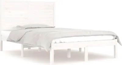 Productafbeelding van vidaXL Massief houten bed, wit, 135x190 cm