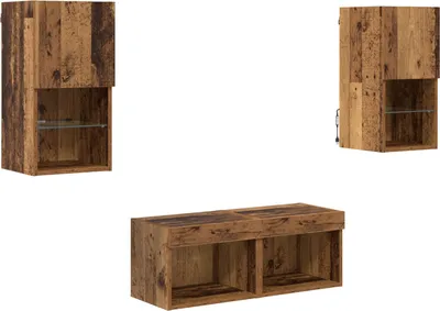 Produktbild von vidaXL TV-Wandregale 4 stk. Altholz Holzwerkstoff