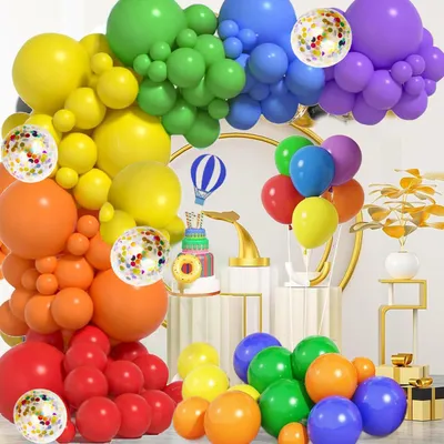 Image de Guirlande de ballons arc-en-ciel, 103 pièces, kit de ballons en latex pour la décoration de fêtes