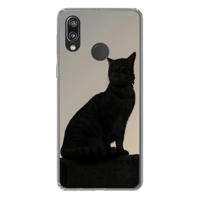 Produktbild von MuchoWow® Handyhülle Schutzhülle Hülle für Huawei P20 Lite (2020) Katze - Dunkelheit - Zaun Silikon Softcase Handy Hülle - Kartenhalter
