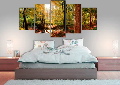 Produktbild von Akustikbild Abstrakt Wald 200x100 cm Bilder Akustikschaum Hochleistungsschallabsorber Schallschutz Leinwand 5 tlg Wandbild Raumakustik Schalldämmung c-B-0231-b-n