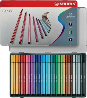 Obrázek produktu pro Prémiové plnicí pero - STABILO Pen 68 - 30 kovových pouzder - s 30 různými barvami