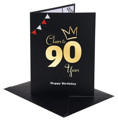 Productafbeelding van Verjaardagskaart voor 90e verjaardag met envelop en 2 stickers