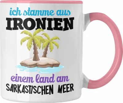 Produktbild von Trendation - Ich Stamme Aus Ironien Tasse Geschenk WItzig Fun Funny Spruch Humor Sarkasmus Arbeitskollegin (Rosa)
