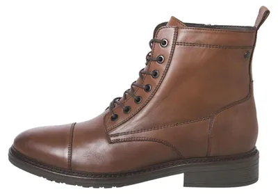 Produktbild von Jack & Jones 12280227_409_44, Stiefel, Braun, Cognac, Mandelspitze, Schnürverschluss, Reißverschluss, Gummi