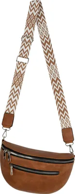 Produktbild von Bauchtasche (76255) Umhängetasche Crossbody-Bag Hüfttasche Kunstleder Italy-Design COGNAC